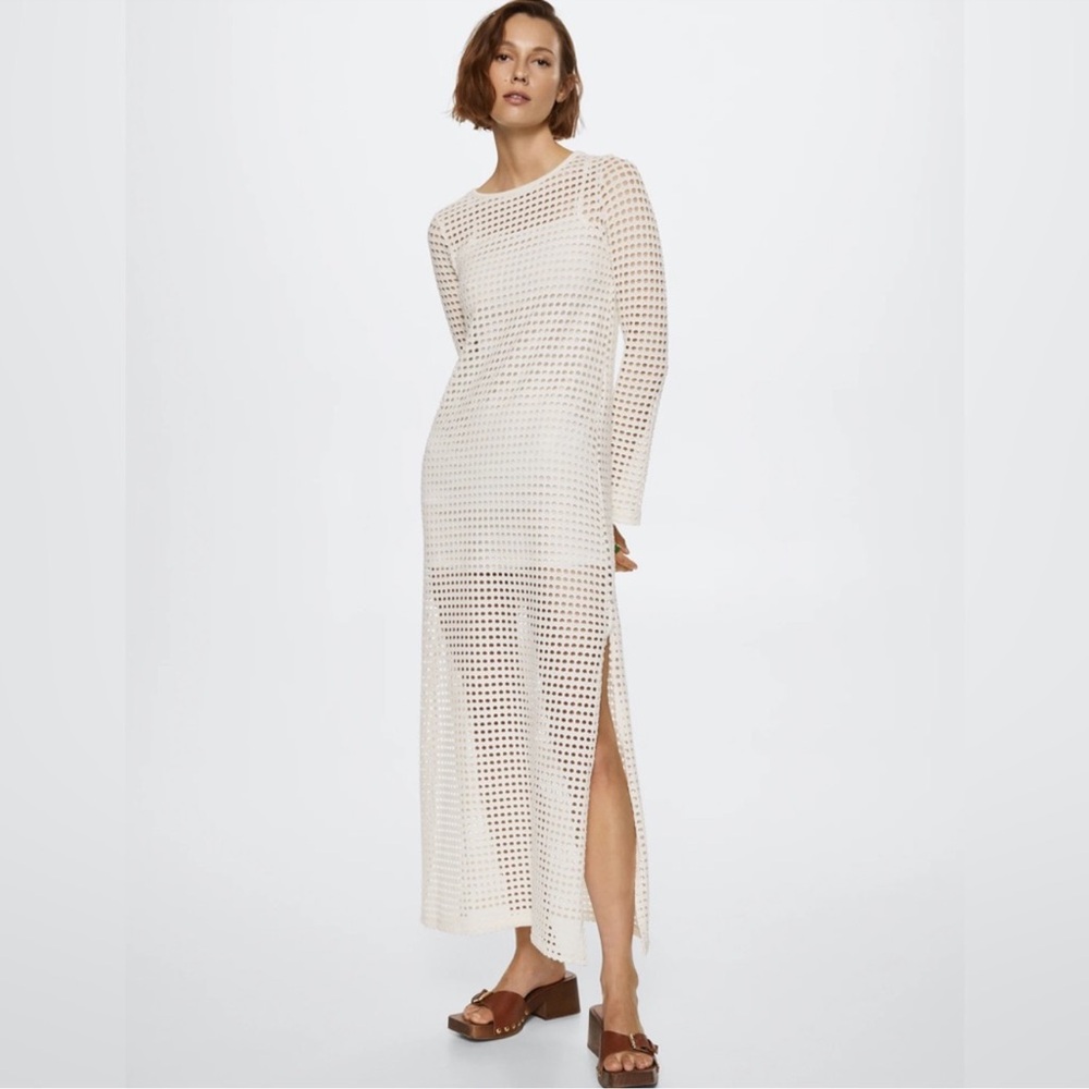 Mango OPENWORK COTTON DRESS‎ Size US 0
